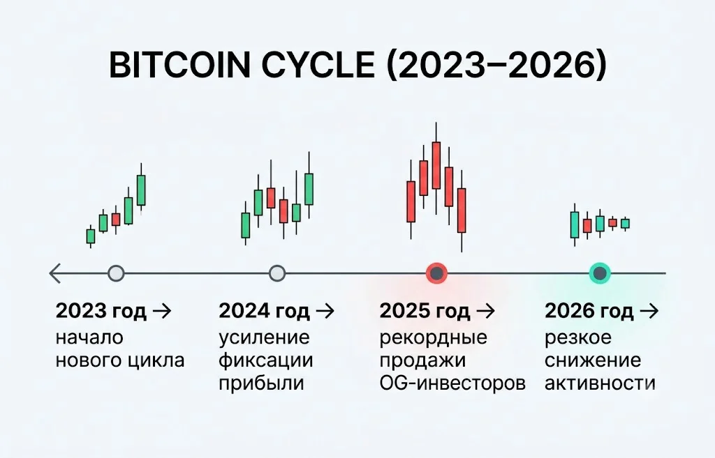 Bitcoin OG-инвесторы резко сократили продажи: что это значит для BTC? 2 Циклы биткоина за последние три года