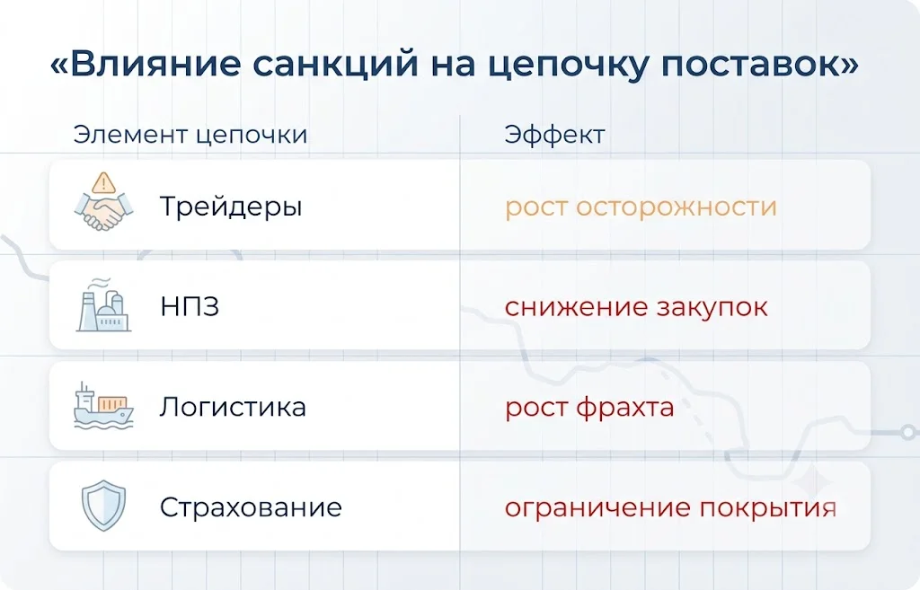 Экспорт иранской нефти в Китай падает из-за спроса и блокады 2 Влияние санкций на цепочку поставок