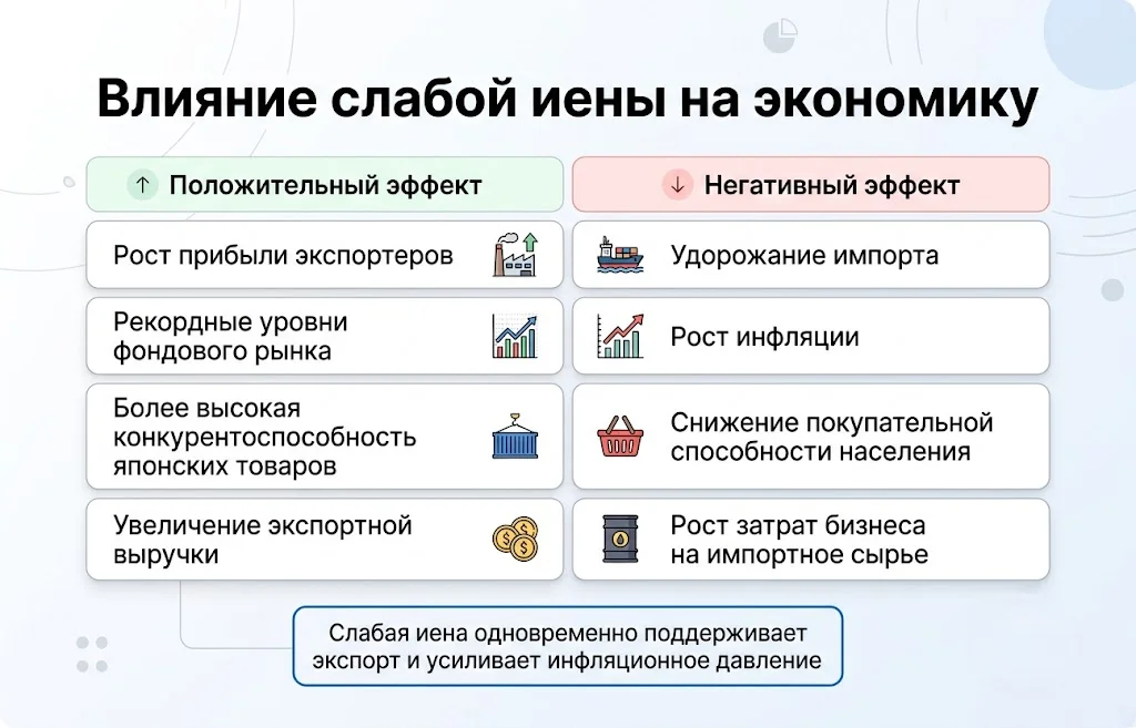 Влияние слабой иены на экономику