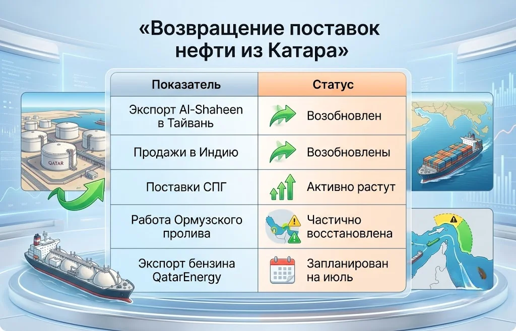 Возвращение поставок нефти из катара
