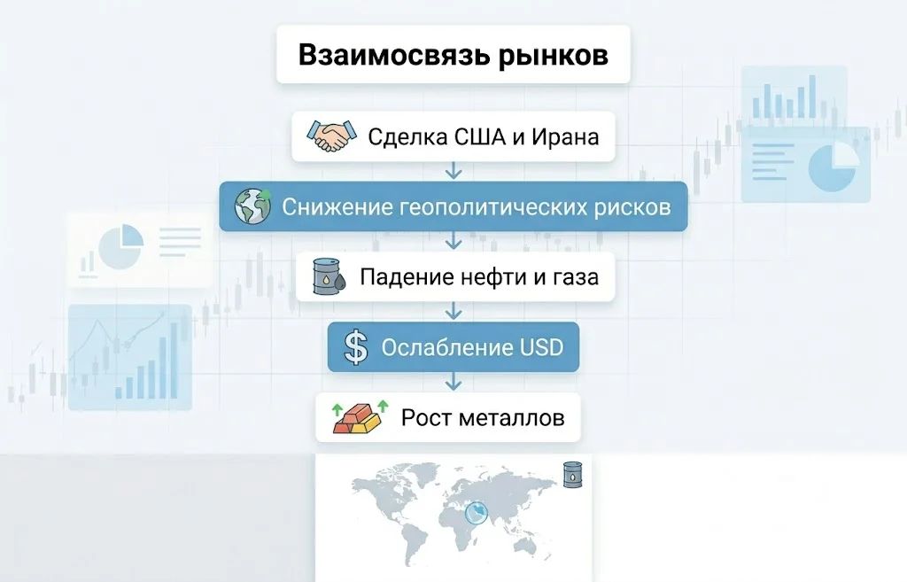 Котировки нефти обвалились: рынок отреагировал на сделку США и Ирана 4 Взаимосвязь рынков