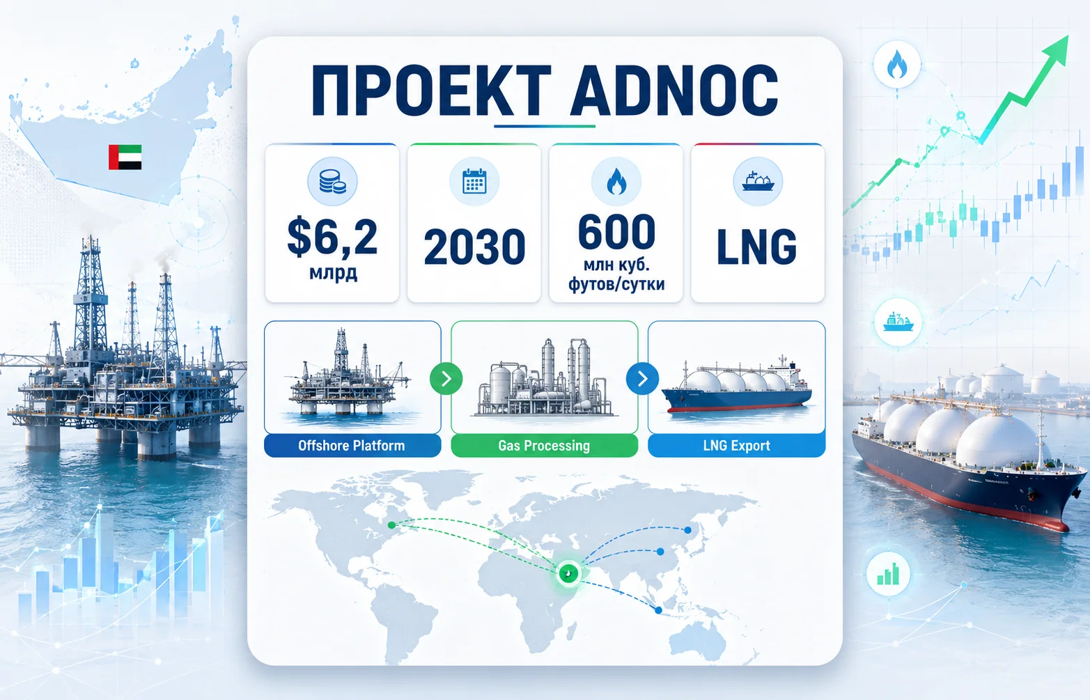 Adnoc вложит $6,2 млрд в добычу газа: что это изменит для рынка?