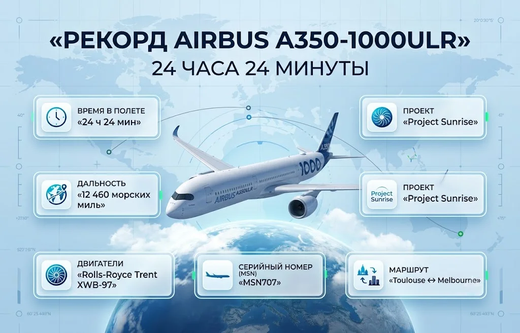 Airbus переписывает историю: A350-1000ULR установил рекорд