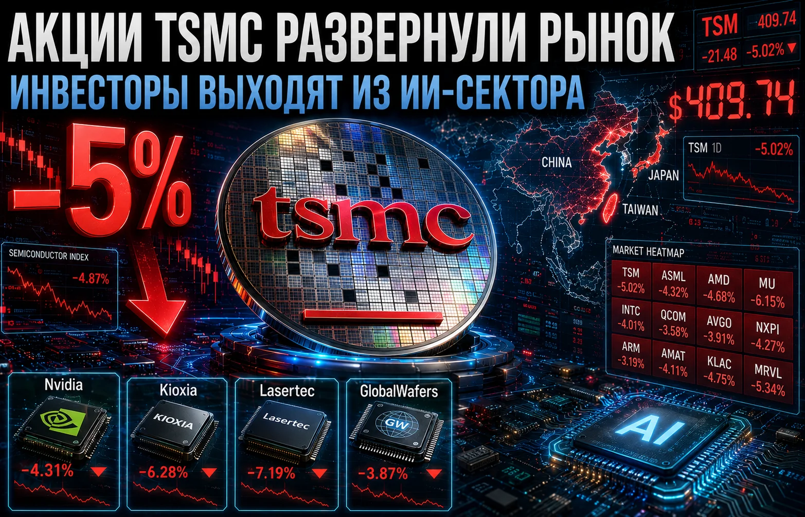 Акции TSMC развернули рынок: почему инвесторы выходят из бумаг ИИ-сектора?