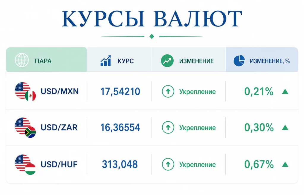 Актуальные котировки ключевых валютных пар развивающихся стран