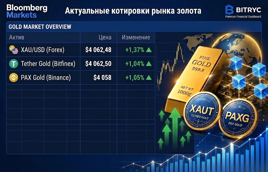 Токенизированное золото на $4,4 млрд осталось вне регулирования MiCA 2 Актуальные котировки рынка золота