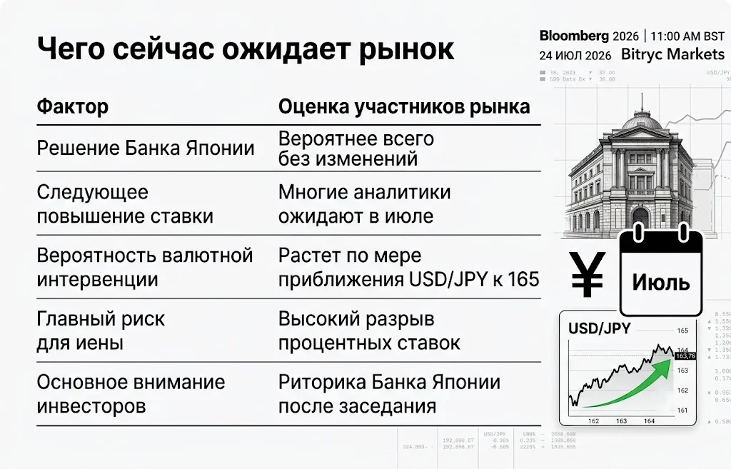 USD/JPY у 165: рынок ждет новых интервенций Банка Японии 3 Чего сейчас ожидает рынок