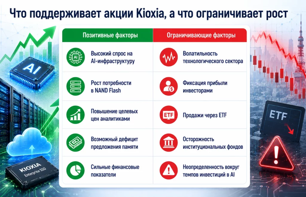 Акции Kioxia рухнули, но аналитики ждут рост более чем на 130% 4 Что поддерживает акции kioxia, а что ограничивает рост