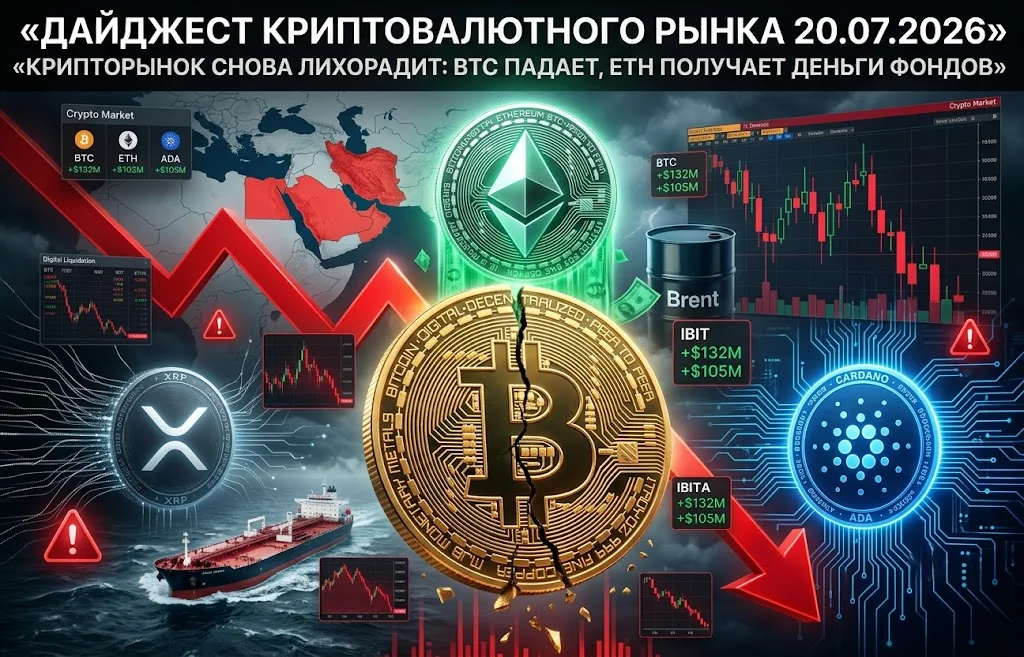 Дайджест криптоновостей за 20.07.2026: BTC падает, ETH удивляет ETF