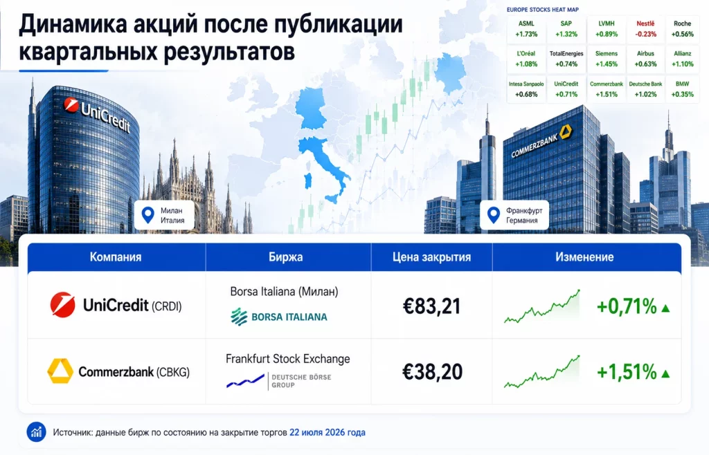 Динамика акций после публикации квартальных результатов