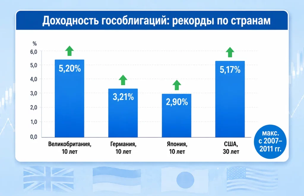 Доходность гособлигаций рекорды по странам
