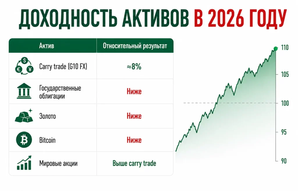 Carry trade снова в центре внимания: Goldman Sachs назвал лучший момент 1 Доходность различных активов с начала 2026 года