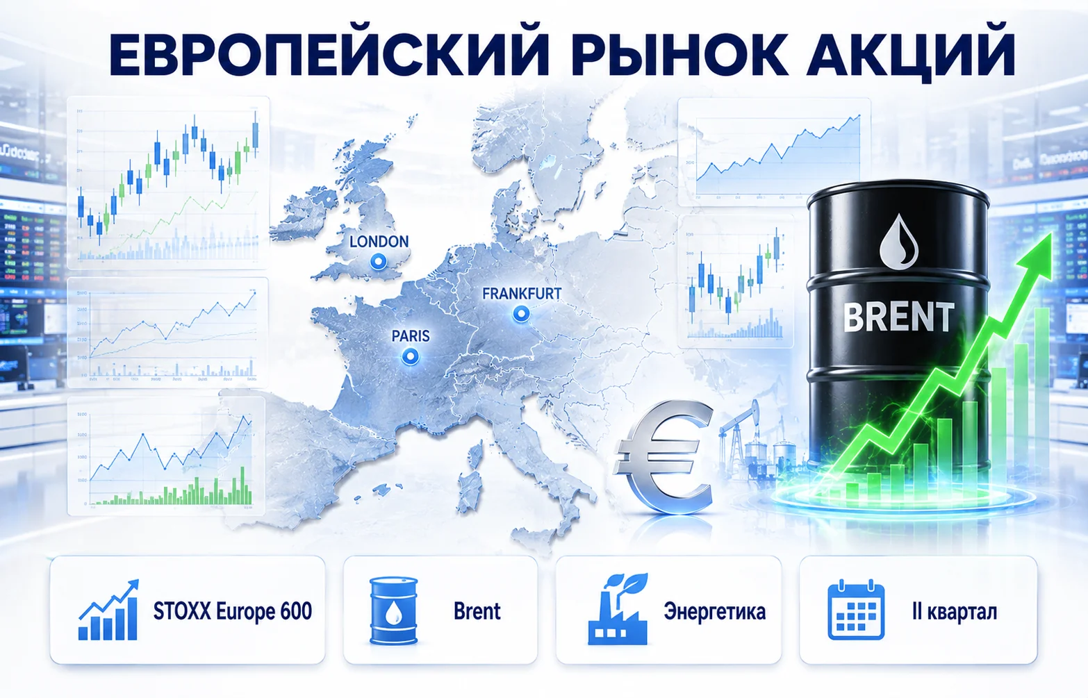 Европейские акции ушли в минус из-за скачка нефти