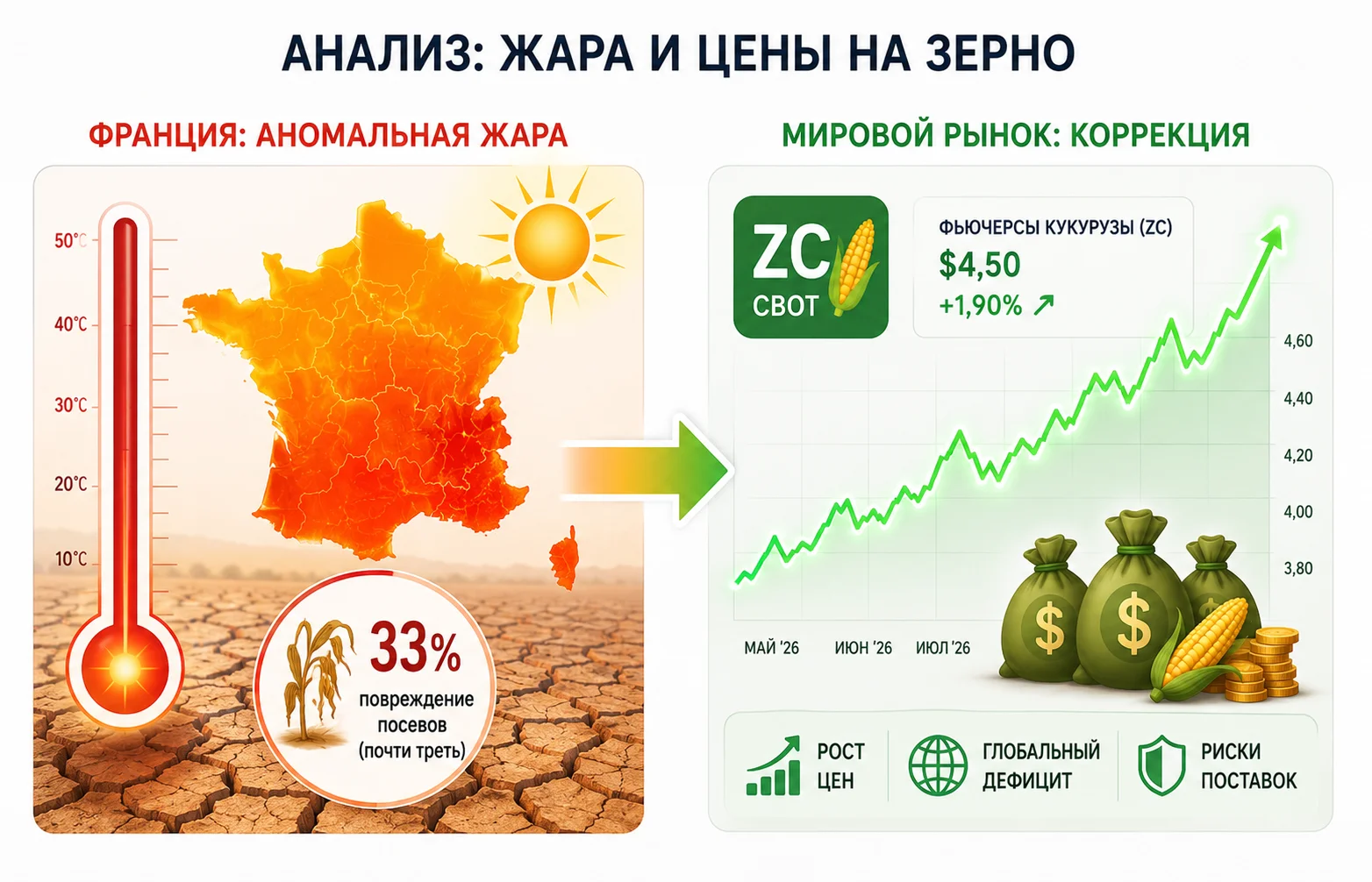 Засуха в ЕС: фьючерсы на кукурузу стремятся вверх