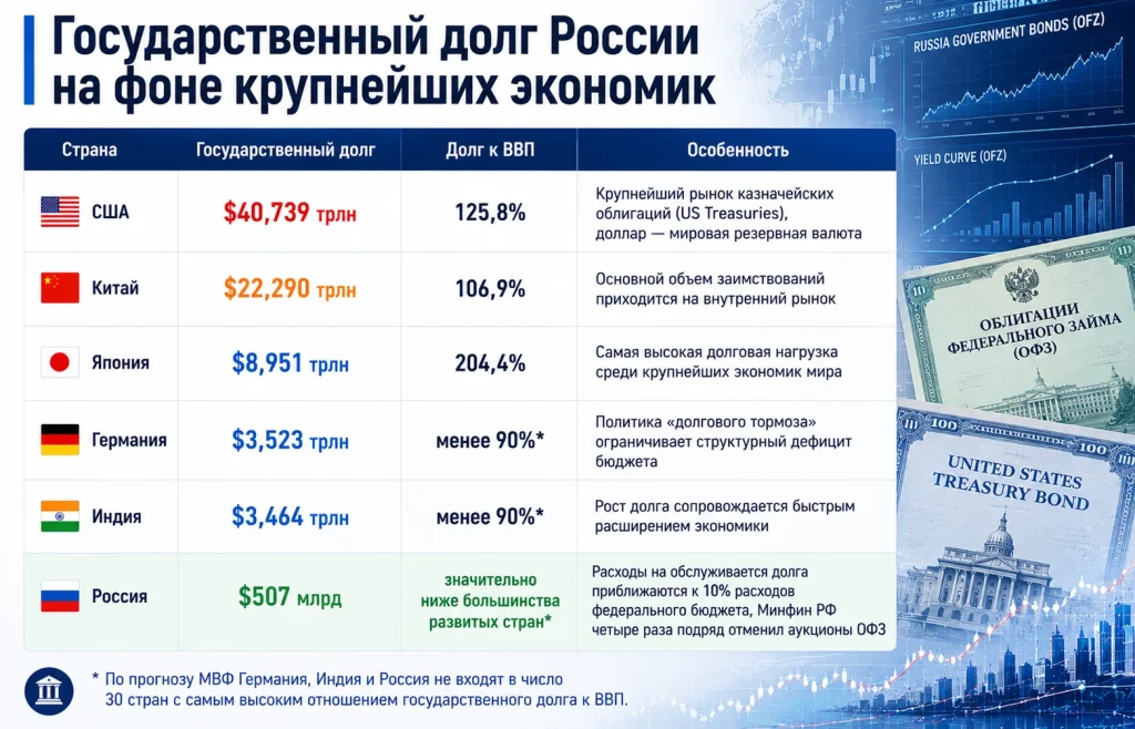 Государственный долг россии на фоне крупнейших экономик