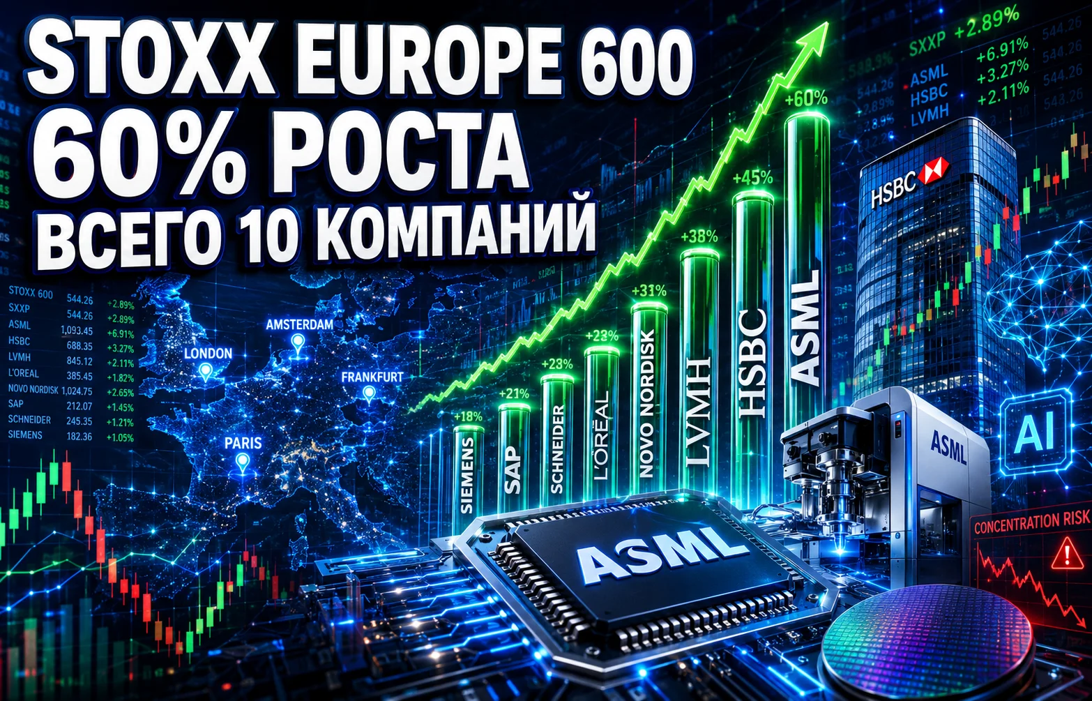 Индекс Stoxx Europe 600 становится заложником AI-бума