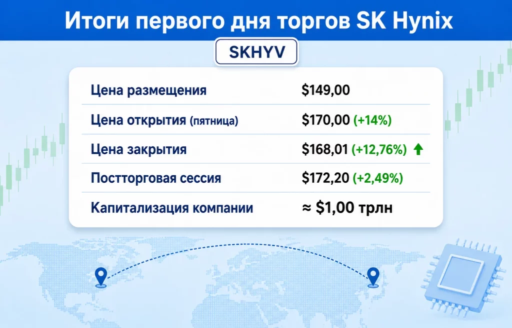 Итоги первого дня торгов sk hynix на nasdaq