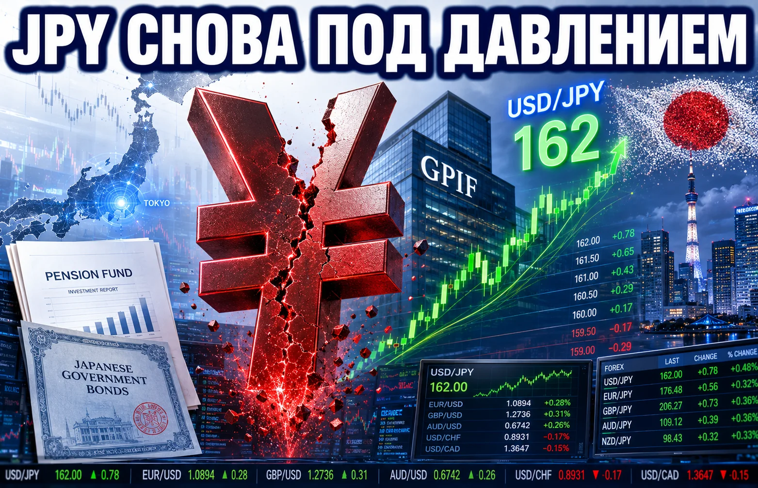 JPY снова под давлением: рынок отреагировал на GPIF