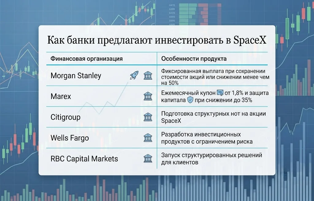 Как банки предлагают инвестировать в spacex