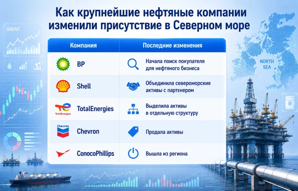 Как крупнейшие нефтяные компании изменили присутствие в северном море