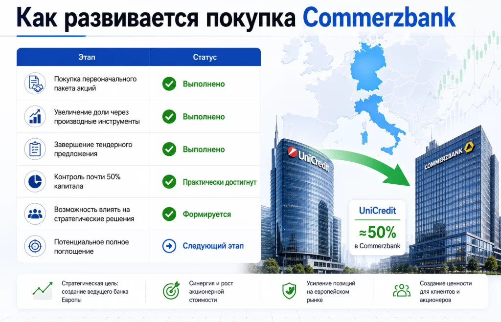 UniCredit повышает прогноз прибыли и идет к покупке Commerzbank 2 Как развивается покупка commerzbank