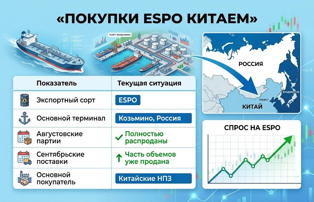Китай скупает российскую нефть: рынок меняется быстрее ожиданий 1 Китайские закупки российской нефти espo