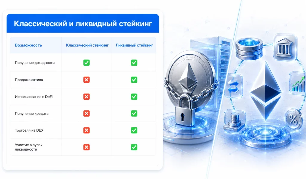Классический и ликвидный стейкинг
