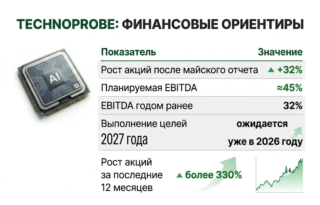 Technoprobe: акции европейского AI-производителя взлетели на 330% 3 Ключевые финансовые ориентиры technoprobe