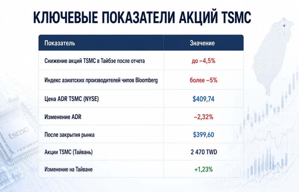 Ключевые показатели акций tsmc