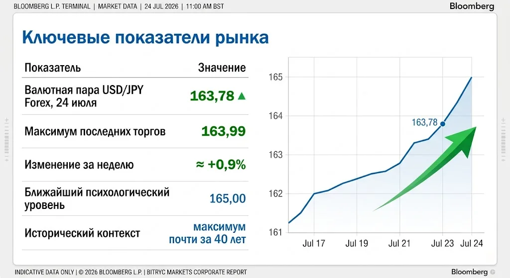 USD/JPY у 165: рынок ждет новых интервенций Банка Японии 1 Ключевые показатели рынка