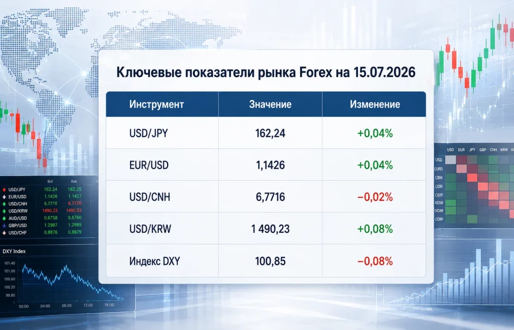Ключевые показатели рынка forex на 15.07.2026