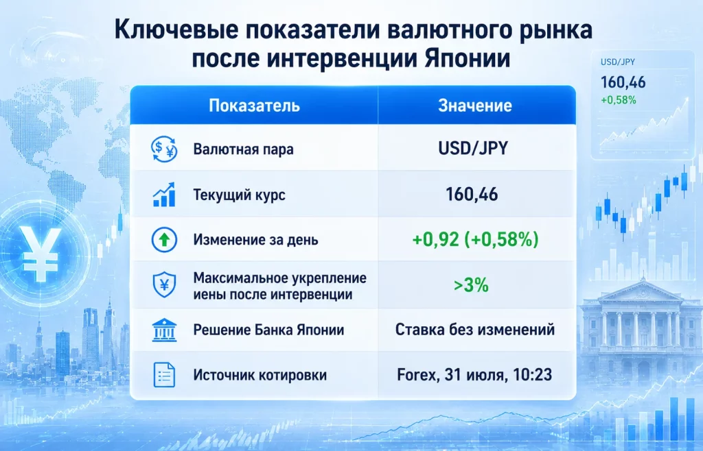 Ключевые показатели валютного рынка после интервенции японии