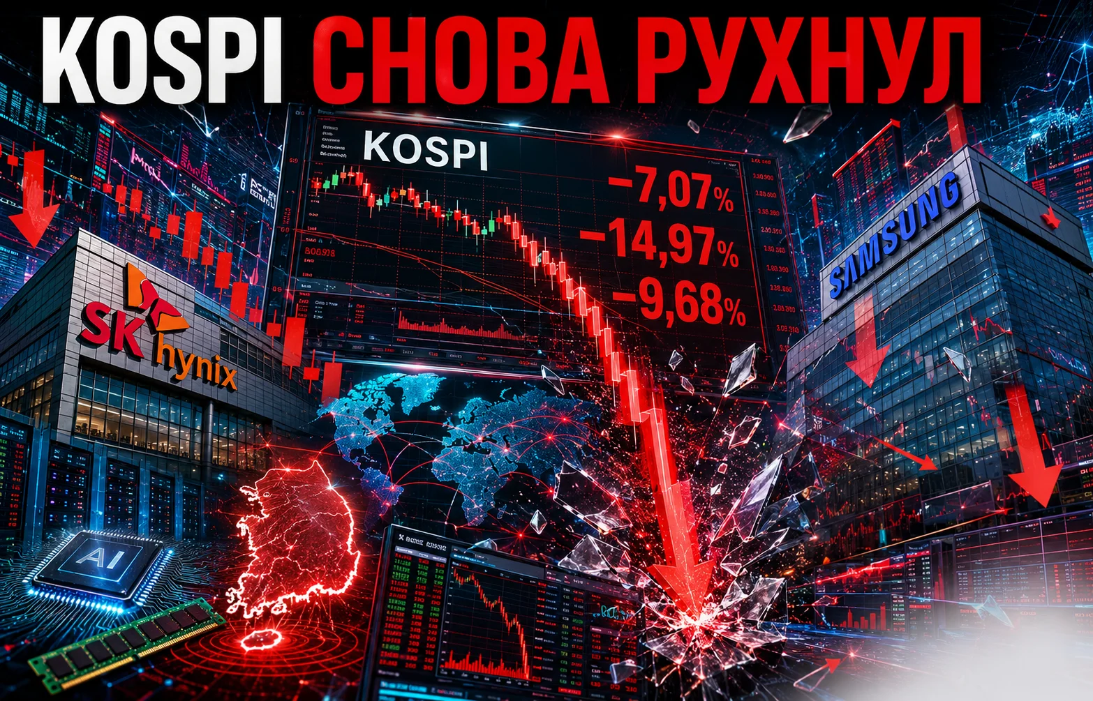 KOSPI снова рухнул, несмотря на сильную отчетность SK Hynix