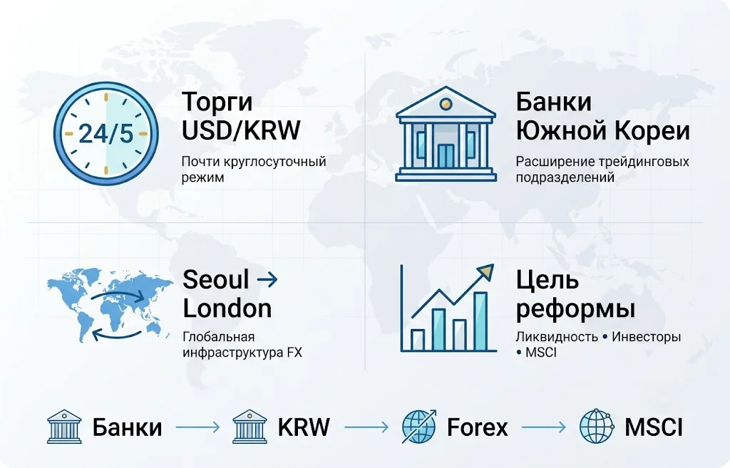 Круглосуточные торги воной: зачем банки Южной Кореи меняют стратегию KRW