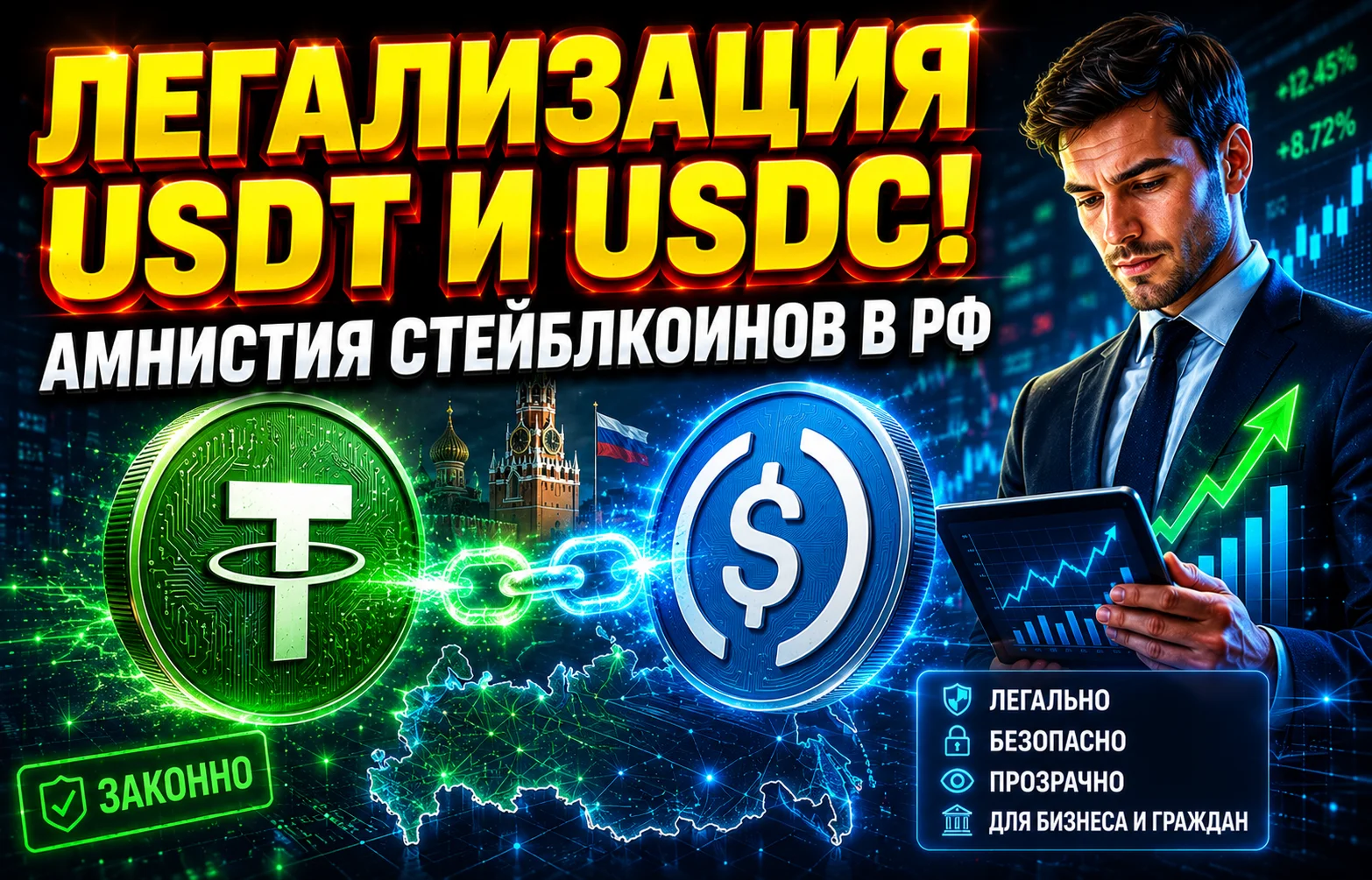 Легализация стейблкоинов в России: как изменится рынок USDT и USDC