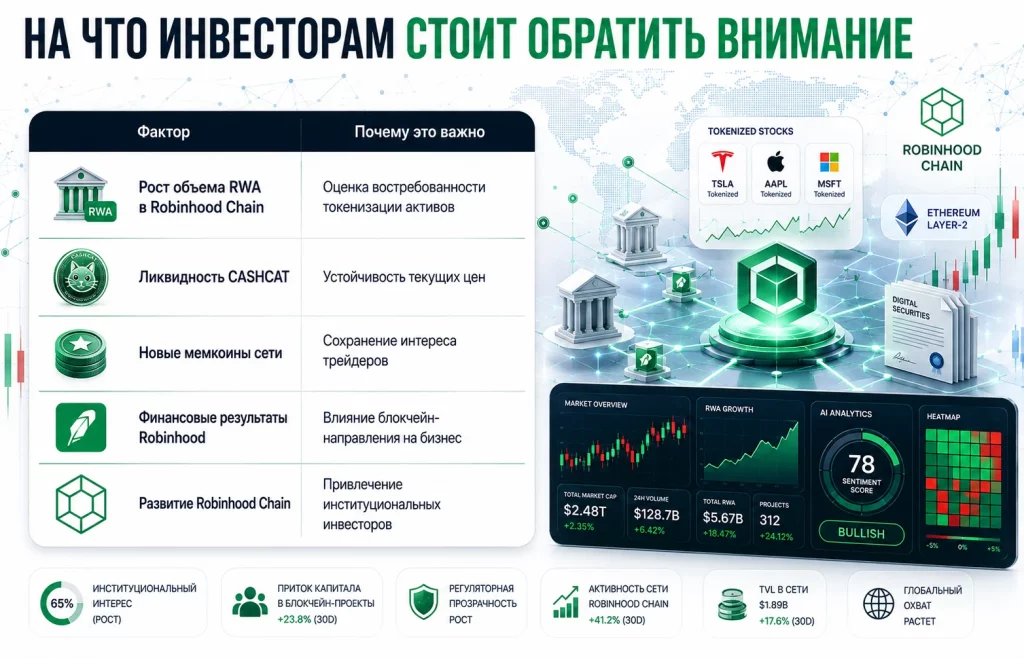 Мемкоин CASHCAT взорвал Robinhood Chain: что происходит? 3 На что инвесторам стоит обратить внимание