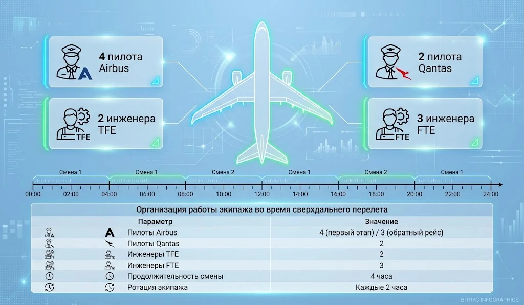 Организация работы экипажа во время сверхдальнего перелета