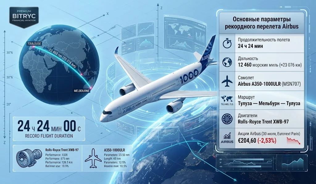 Основные параметры рекордного перелета airbus