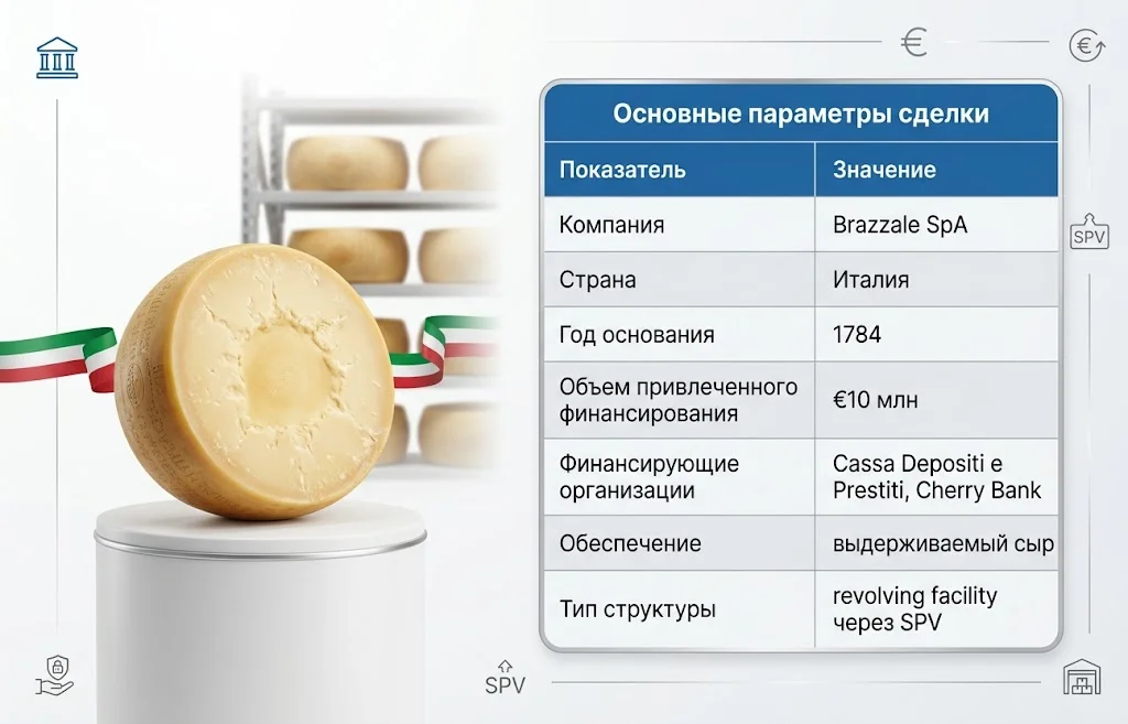 Кредит под залог сыра: Италия открыла новый рынок финансирования 1 Основные параметры сделки
