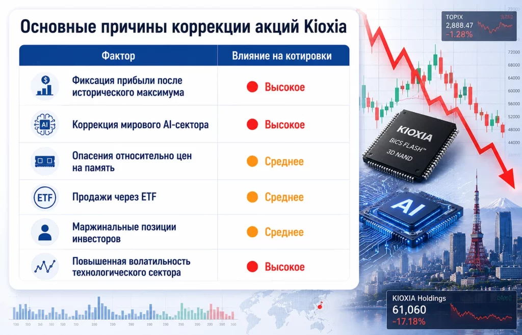 Акции Kioxia рухнули, но аналитики ждут рост более чем на 130% 1 Основные причины коррекции акций kioxia