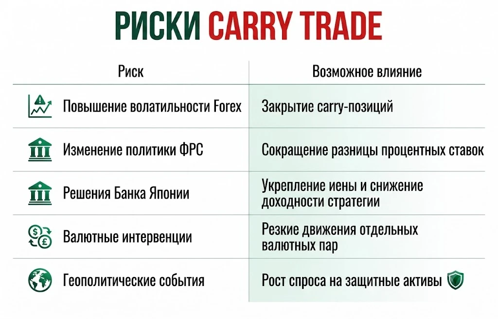 Carry trade снова в центре внимания: Goldman Sachs назвал лучший момент 4 Основные риски для carry trade