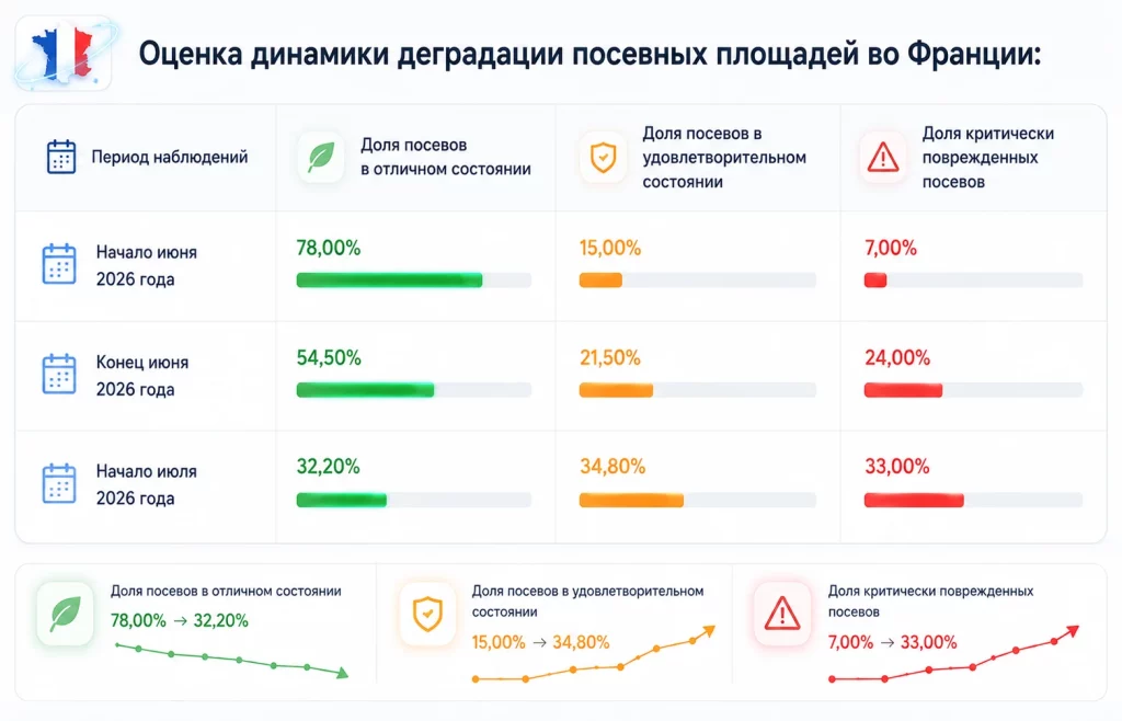 Засуха в ЕС: фьючерсы на кукурузу стремятся вверх 1 Оценка динамики деградации посевных площадей во франции
