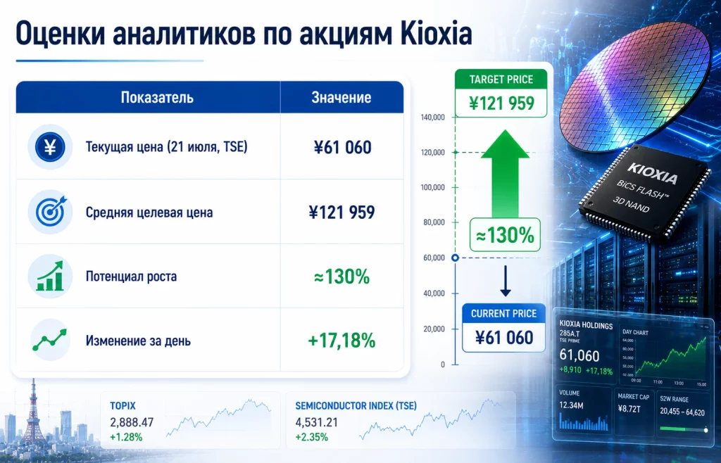 Акции Kioxia рухнули, но аналитики ждут рост более чем на 130% 2 Оценки аналитиков по акциям kioxia