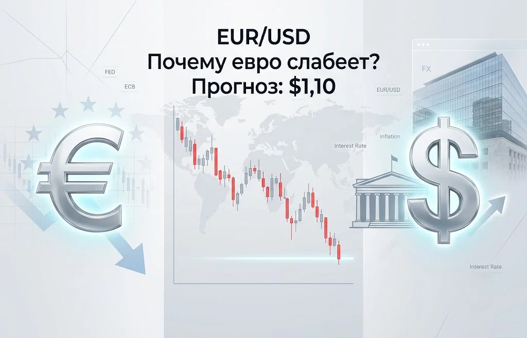 Евро теряет позиции: Уолл-стрит ждет падения до $1,10