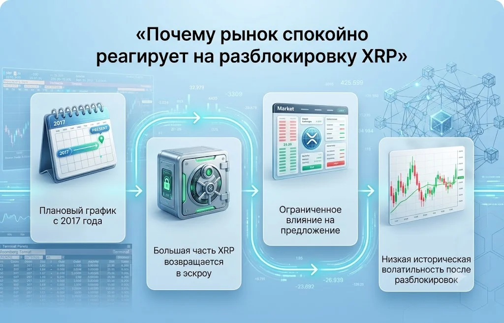 Почему рынок спокойно реагирует на разблокировку xrp