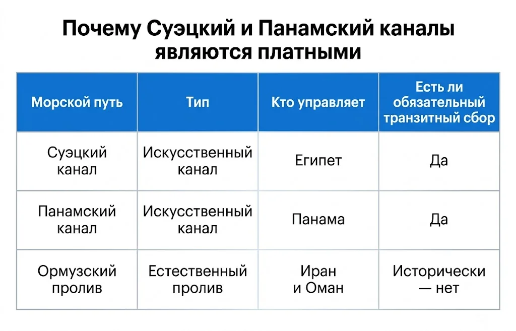 Плата за проход через Ормузский пролив: как это работает на других морских путях? 2 Почему суэцкий и панамский каналы являются платными