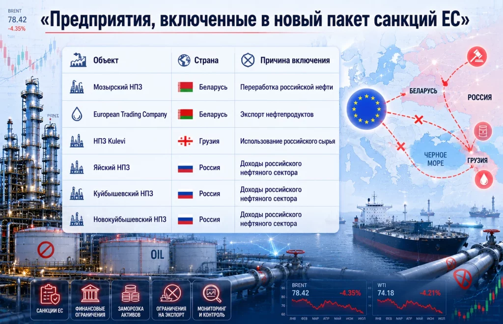 Предприятия, включенные в новый пакет санкций ес