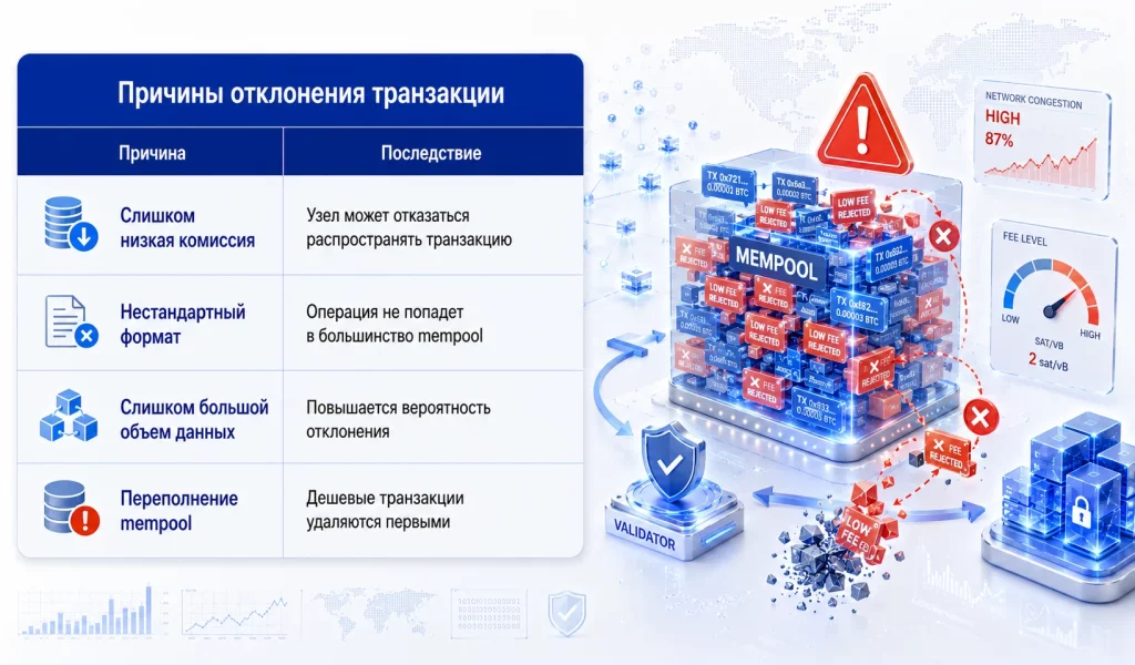 Мифы о криптовалютах: 7 домыслов из-за которых новички теряют деньги 3 Причины отклонения транзакции