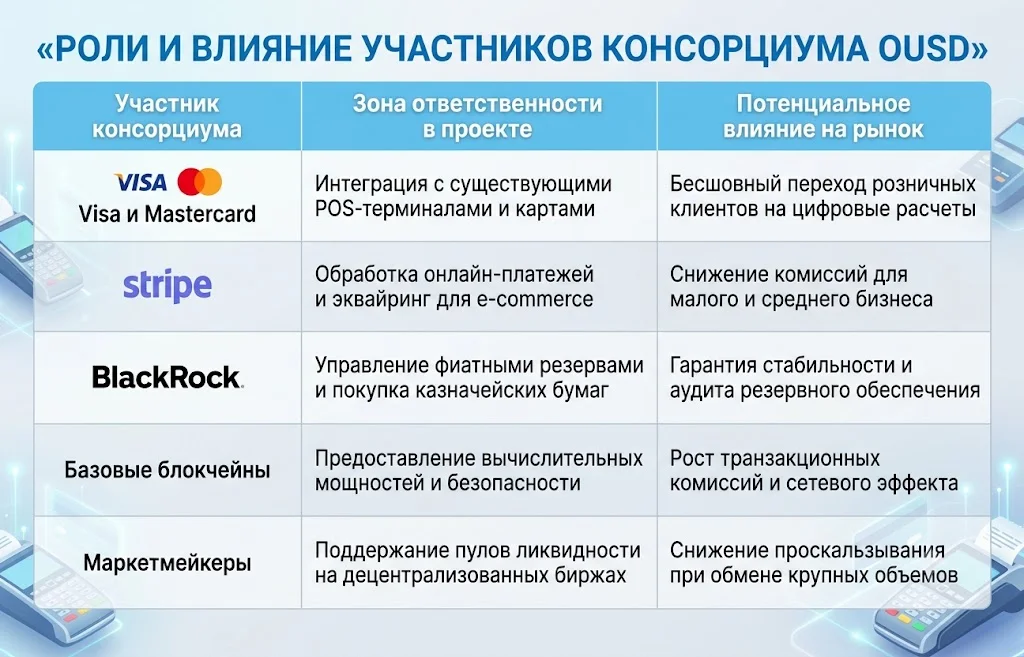 Архитектура XRP Ledger предвосхитила тренд консорциума Open USD 2 Распределение ролей в новой экосистеме