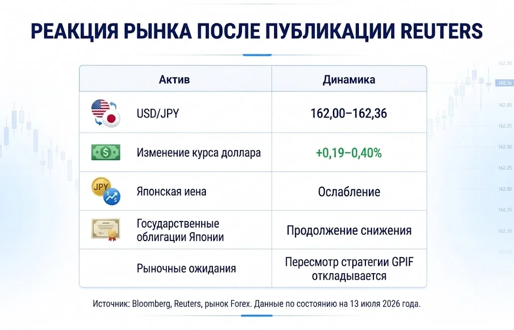 Реакция рынка после публикации reuters